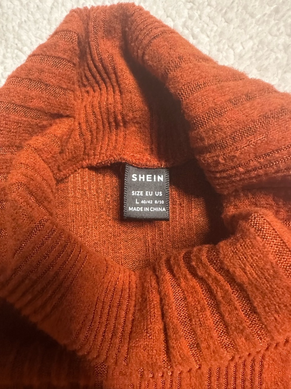 Rust Ribbed Turtleneck Sweater - Picture 4 of 5
